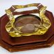 Ashtray / Catch-all Mid-Century Solid Glass Murano Style & Leather 1960