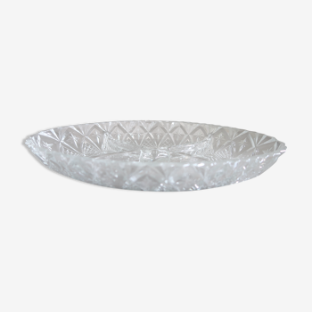 Oval aperitif dish chiseled glass