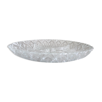 Oval aperitif dish chiseled glass