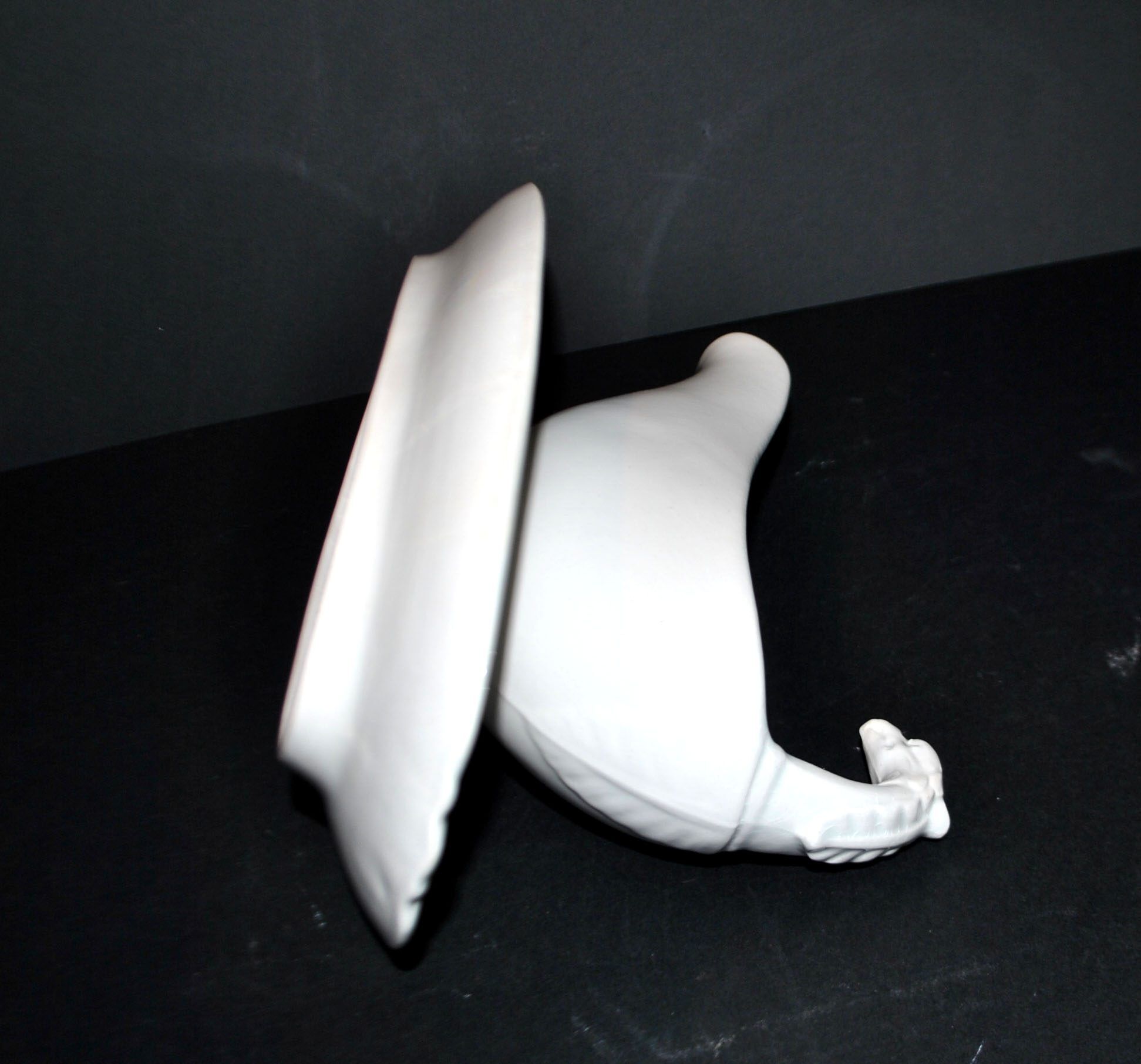 Sarreguemines antique earthenware sauce boat U&C opaque eagle's head