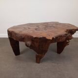 Brutalist coffee table in elm burl