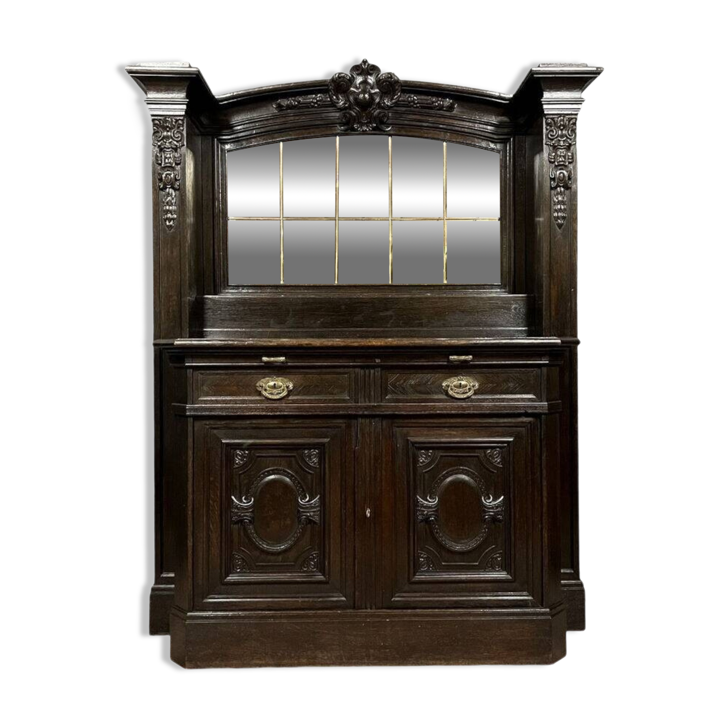 Blackened wooden sacristy sideboard from the Napoleon III period, circa 1850