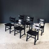 Brutalist dining chairs by Dittmann for Awa Radbound, Netherlands, 1970s, set of 6.