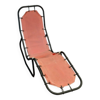 Barwa lounge chair in metal and fabric by Bartolucci and Waldheim 1960