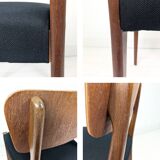 Lot de 2 chaises vintage Mid-Century en bois design danois assise noire sty
