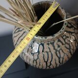 Pair of glazed and veined stoneware vases