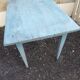 Antique table with spindle legs, patinated in celadon blue – solid wood – 19