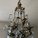 Antique Italian chandelier with cage and blue tassels
