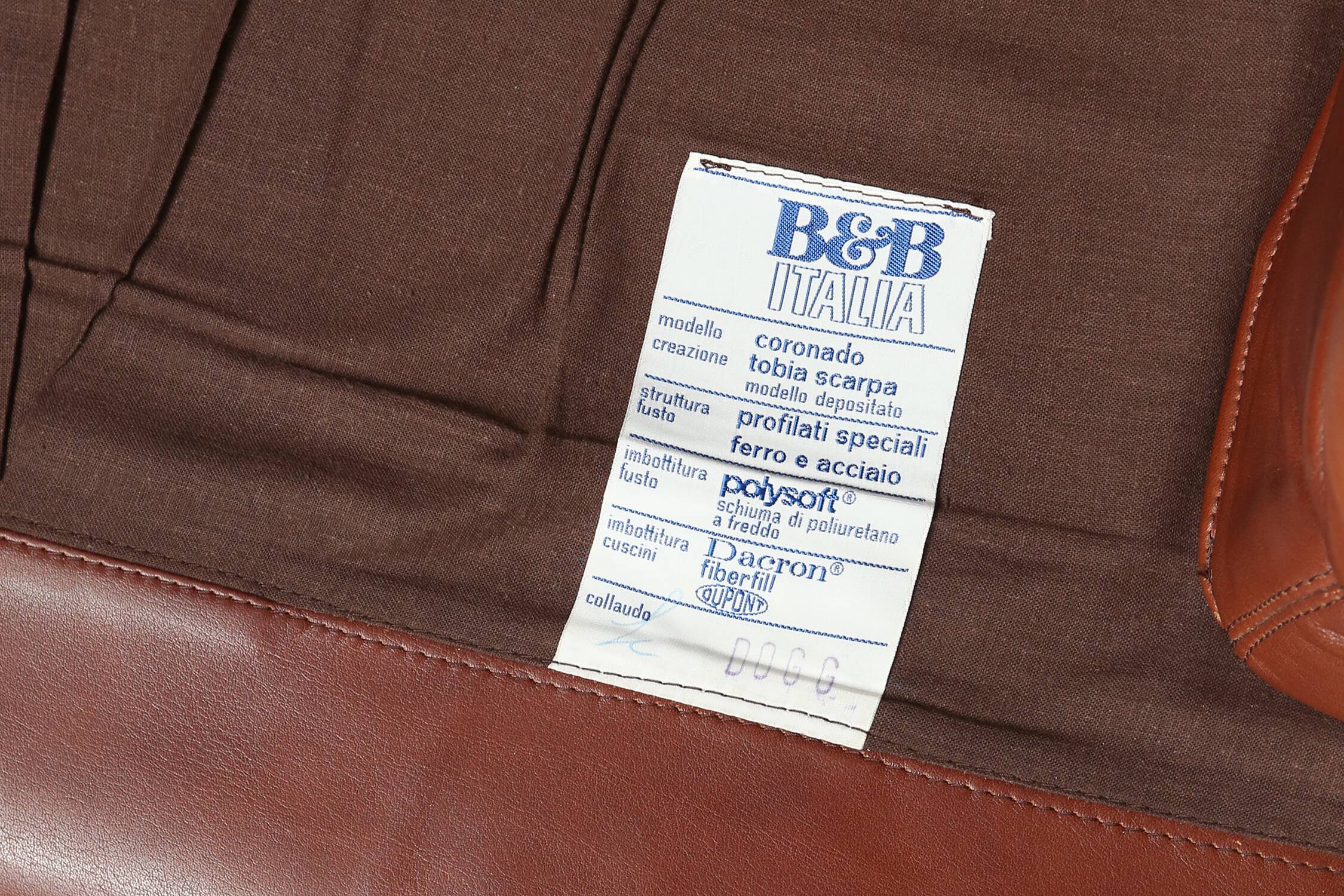 Brown leather armchair Coronado by Tobia Scarpa for B&B Italia, Italy ca. 1960