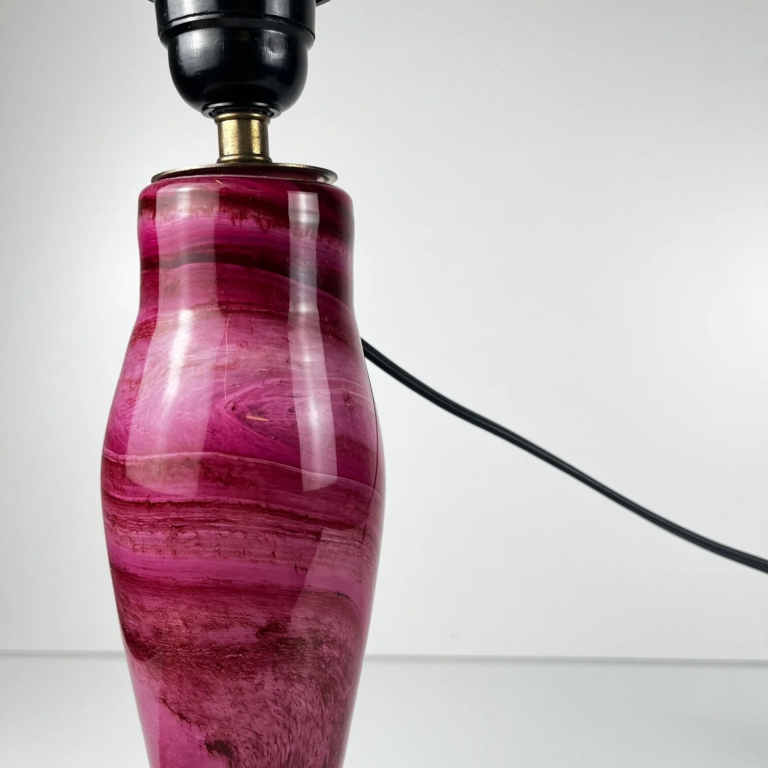 Marbled pink glass lamp base by René Courson (1980/90)