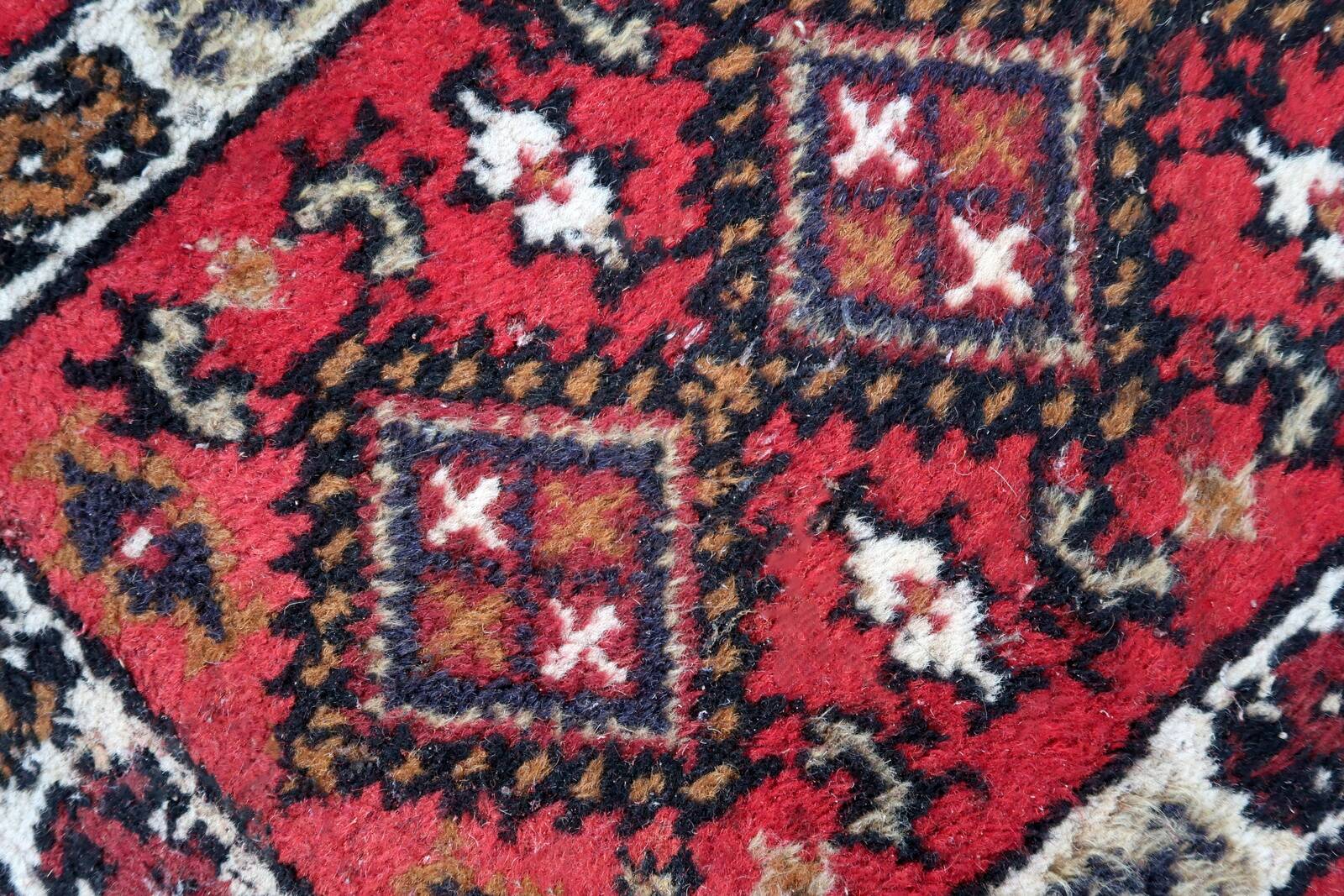 Tapis vintage du Moyen-Orient Hamadan fait main en laine – 40 x 56 cm