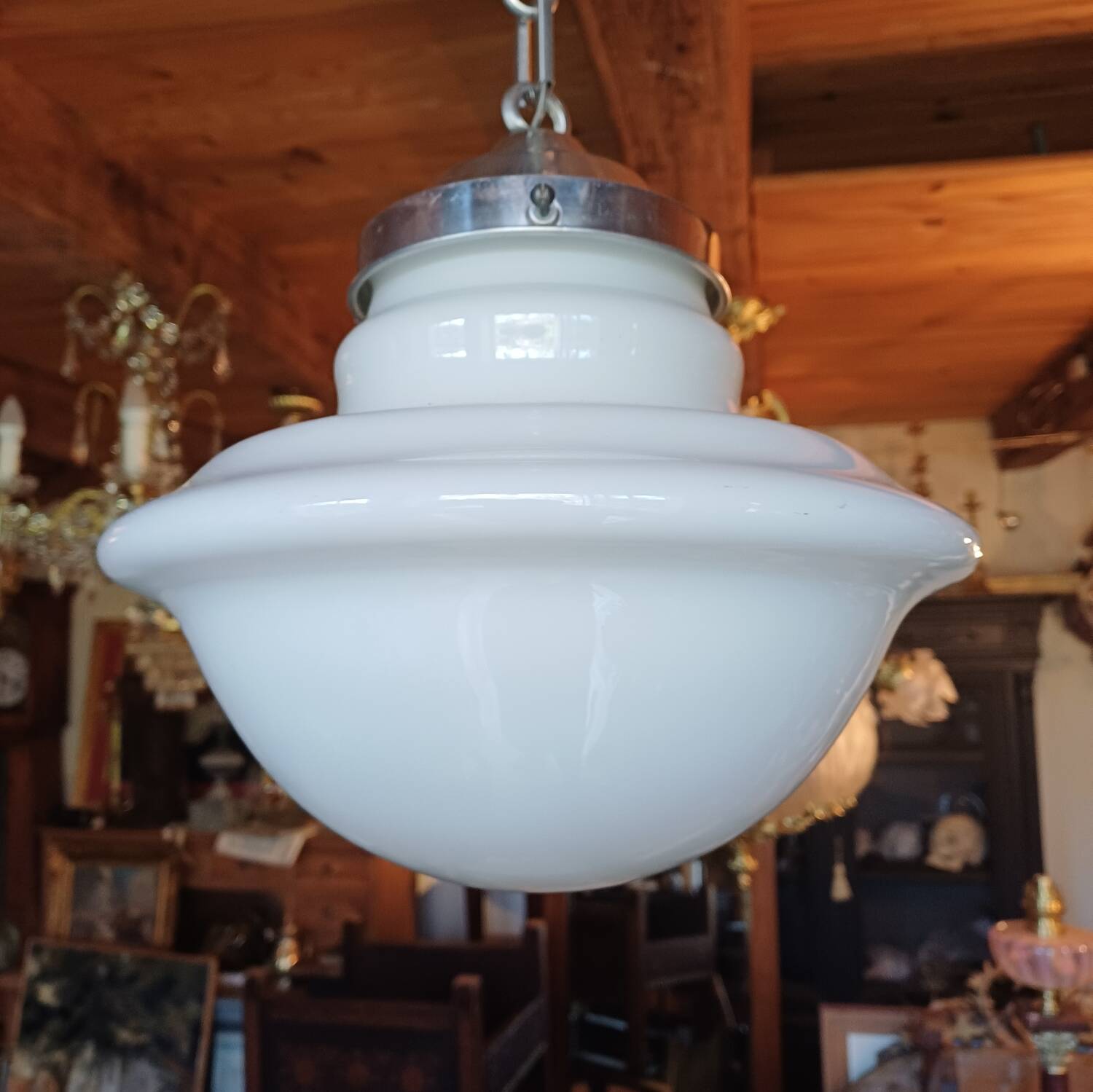 Vintage white opaline lustre from 1940.