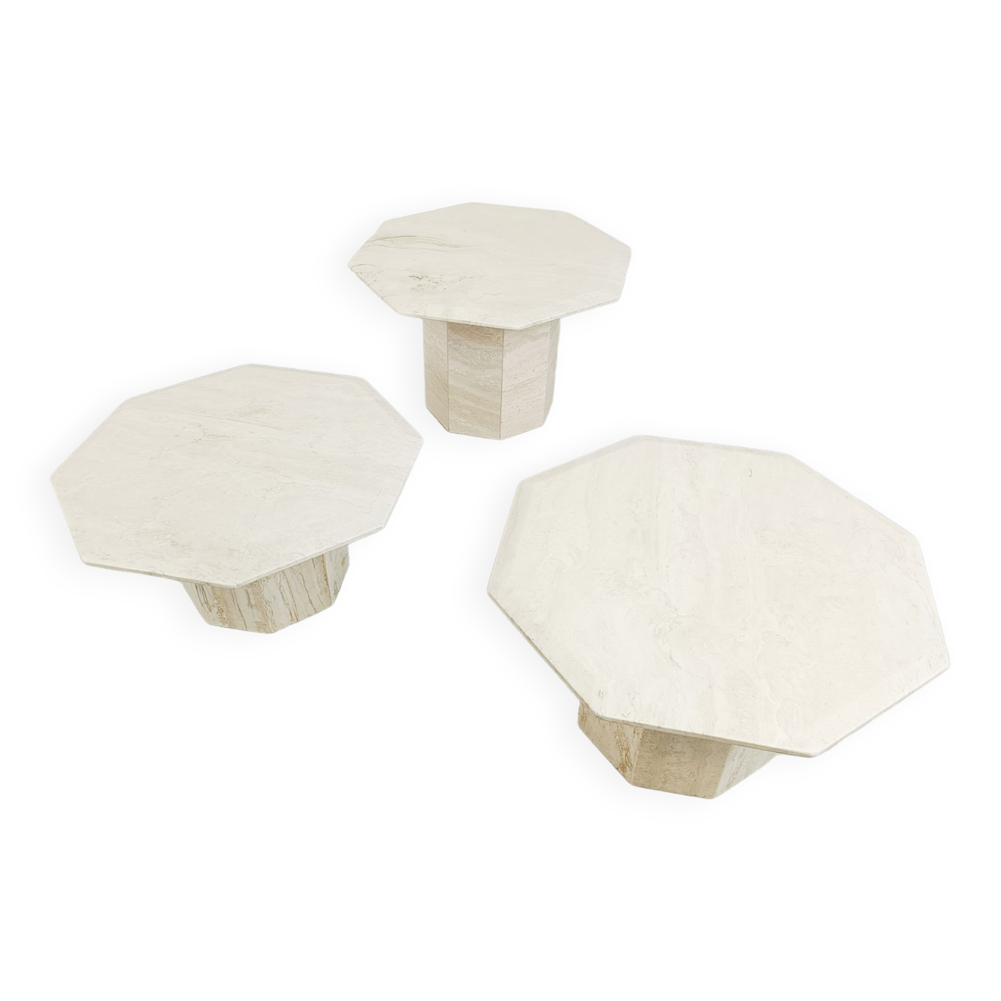 Vintage travertine nesting or side tables, 1970s