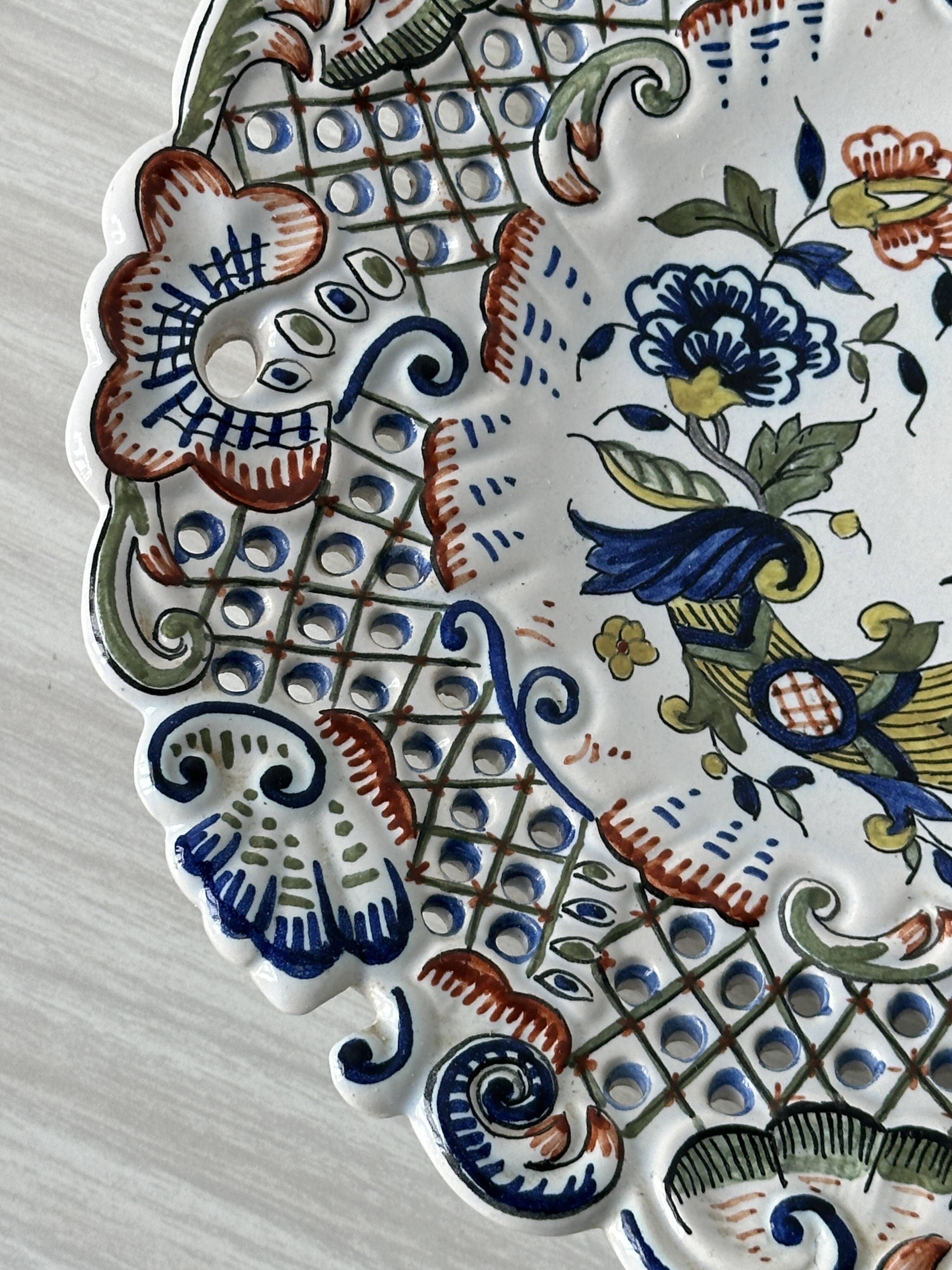 Openwork earthenware plate from Rouen