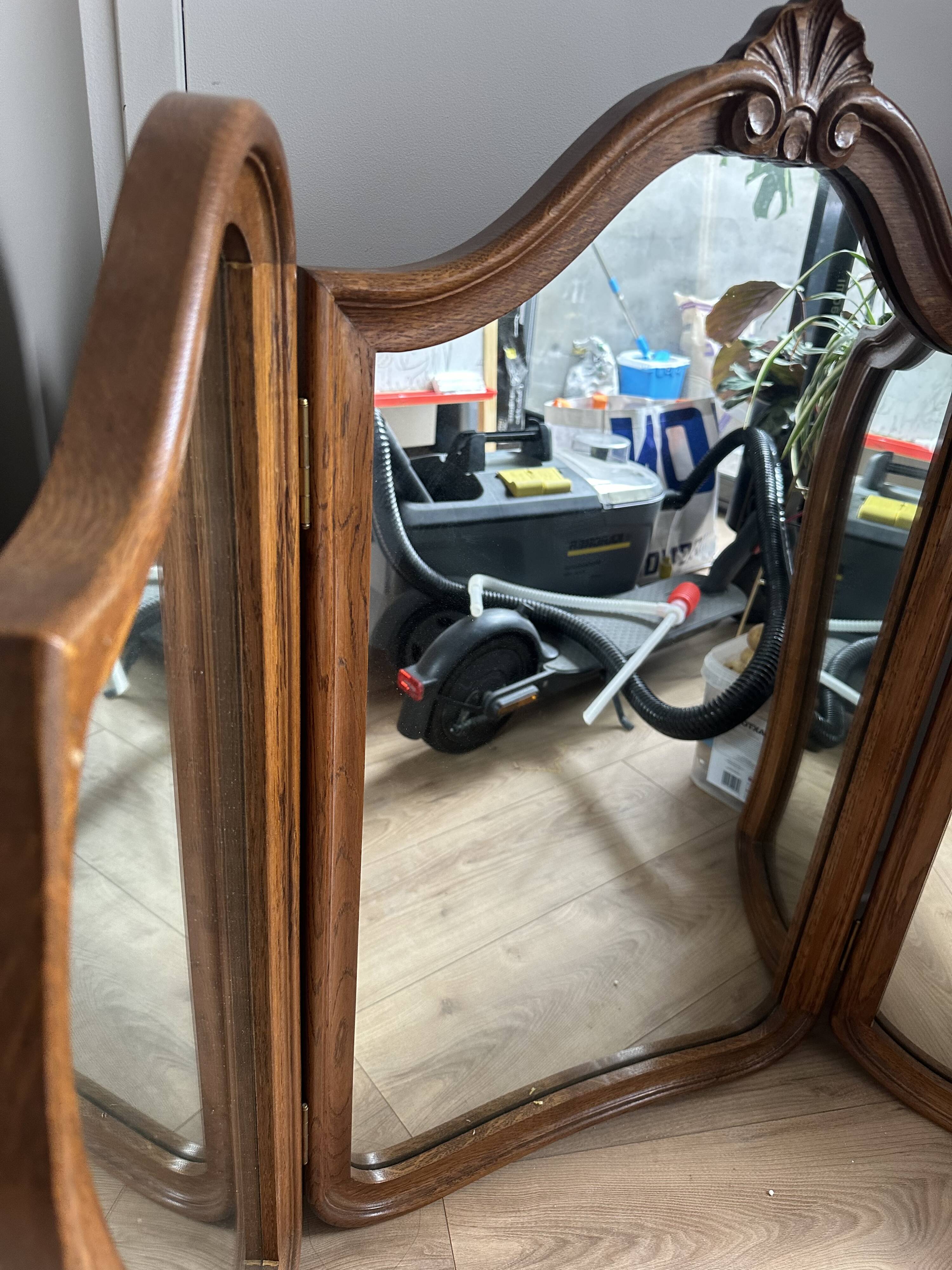 Art Deco style solid wood triptych mirror