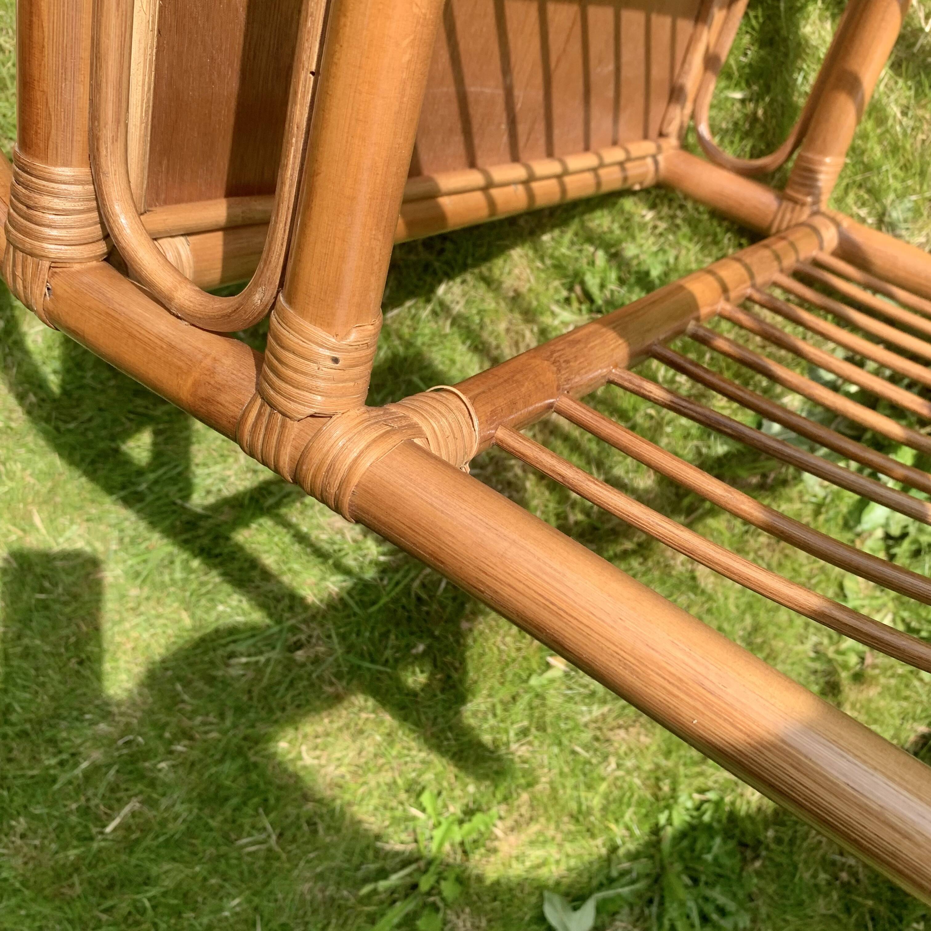 Vintage rattan and bamboo magazine rack