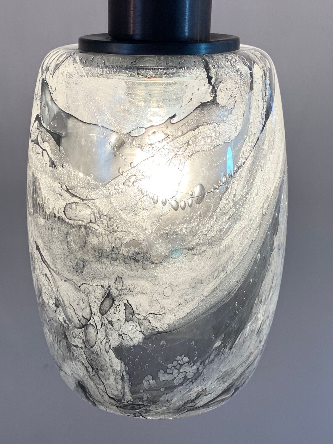 Pair of 1970s Putzler grey marbled pendant lights