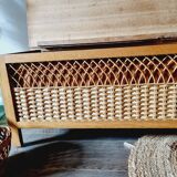 Oak and rattan chest bench 1960