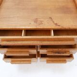 Meuble à couture en bois des années 1960 tiroirs recto/verso