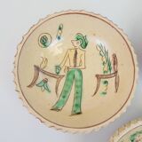 Set of 5 ceramic bowls with character motifs from Romania