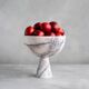 XL white/lilac marble pedestal bowl