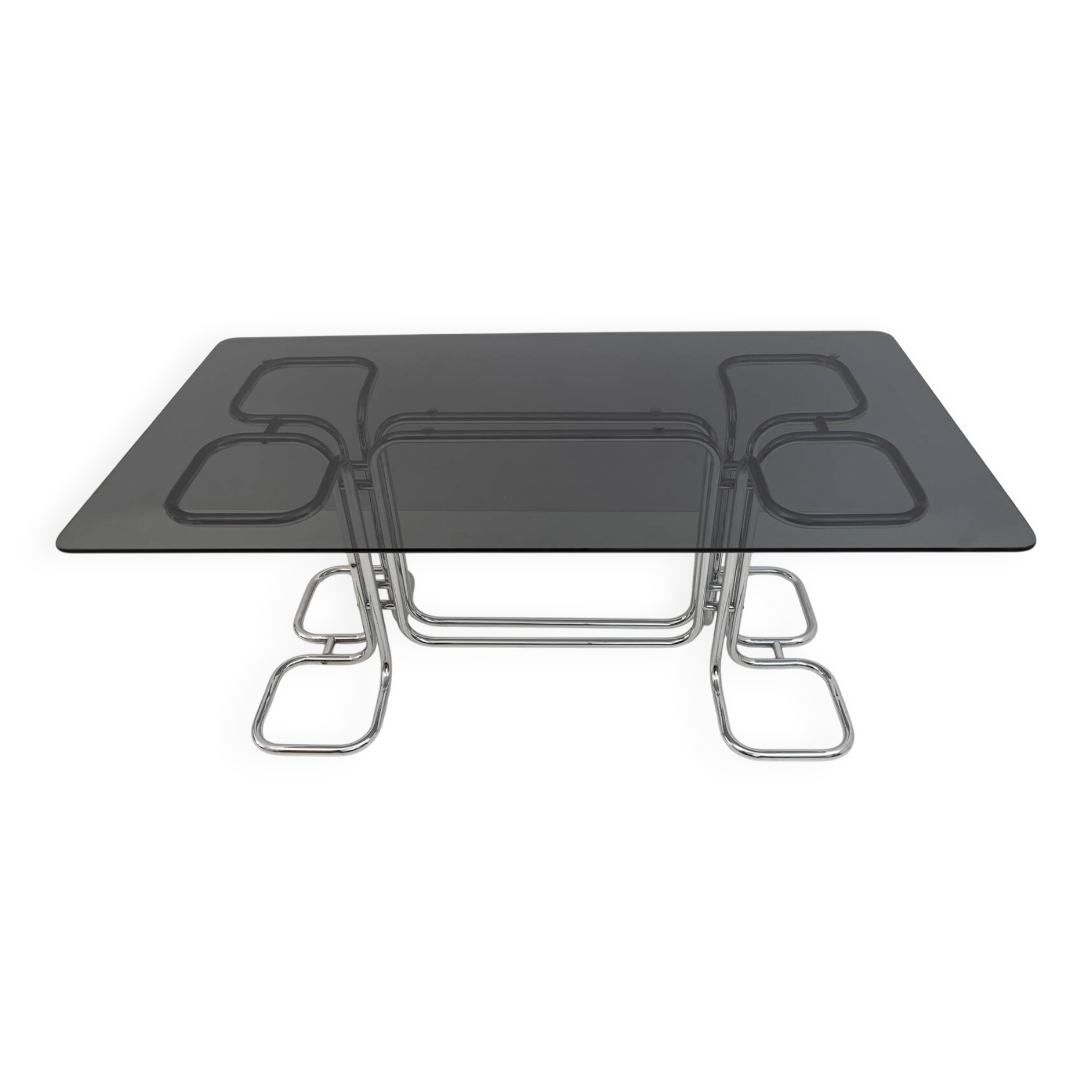 Giotto Stoppino Mid-Century Modern Italian Glass Smoked Top Dining Table,70