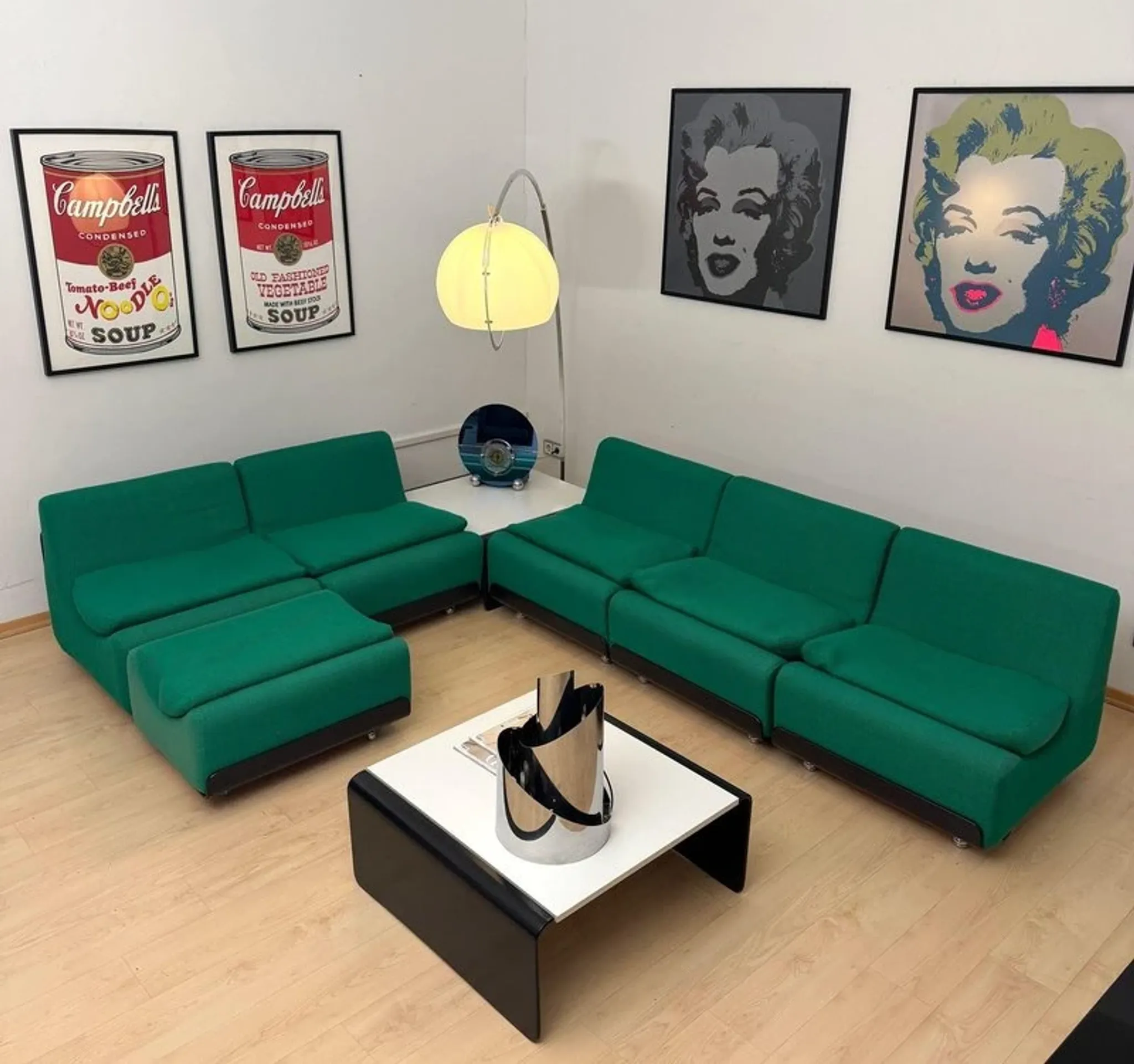Modular green Orbis sofa ensemble by Luigi Colani for COR, Germany, 1970, set of 8