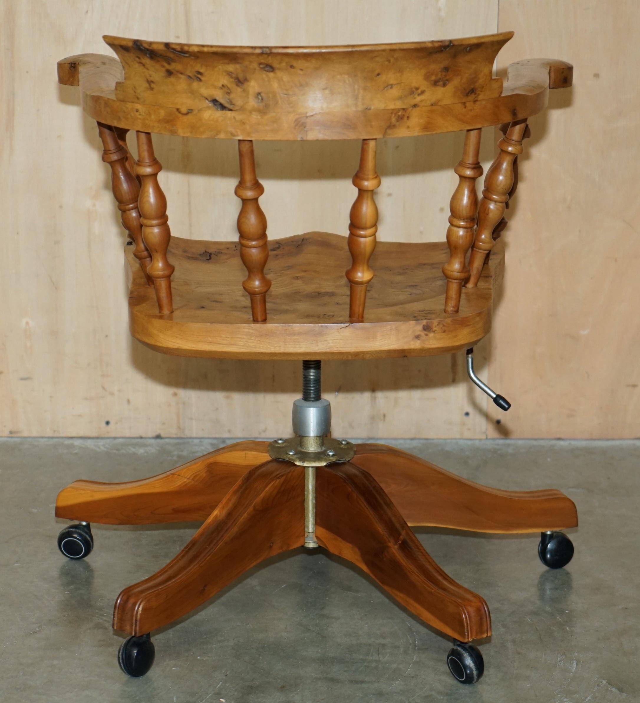 Chaise de bureau pivotante en bois d'if burr - Windsor swivel