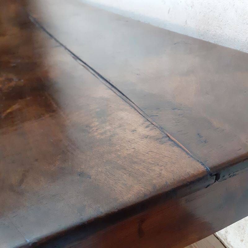Monastery table, community table, 19th-century solid walnut console.