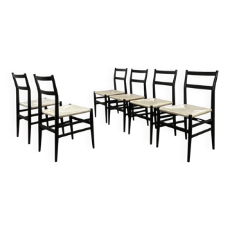 6 chaises Leggera par Gio Ponti pour Cassina, Italie, première édition