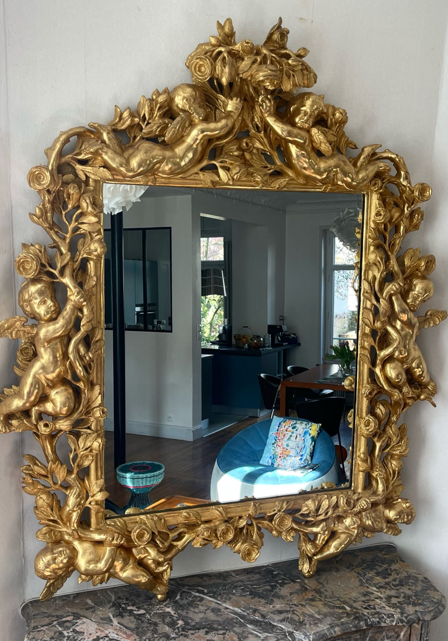 Mirror XVIIIth italian baroque 142x118cm
