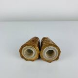 Vintage gouged olive wood salt and pepper shakers.