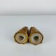 Vintage gouged olive wood salt and pepper shakers.