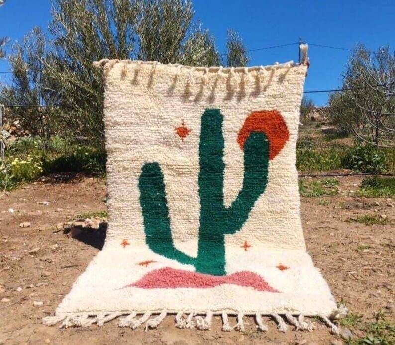 Handcrafted Beni Ouraine rug, size 200 x 300 cm, colorful patterns