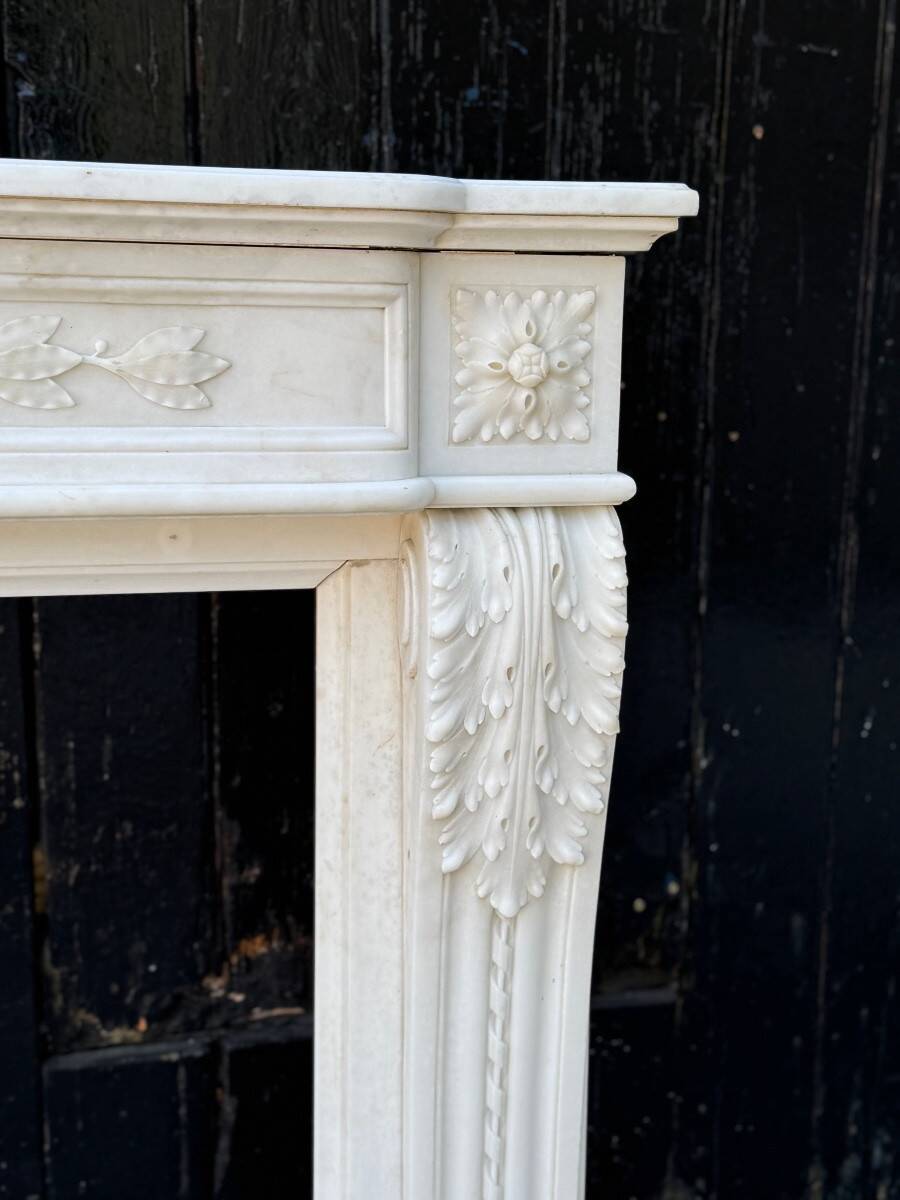 Louis XVI Style Fireplace in Carrara Marble Circa 1880