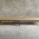 Vintage wood kindergarten bench and tubular structure in Long lacquered metal. 2m / High. 25 cm
