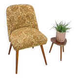 Bloemen stoel met bruin kunstleder vintage