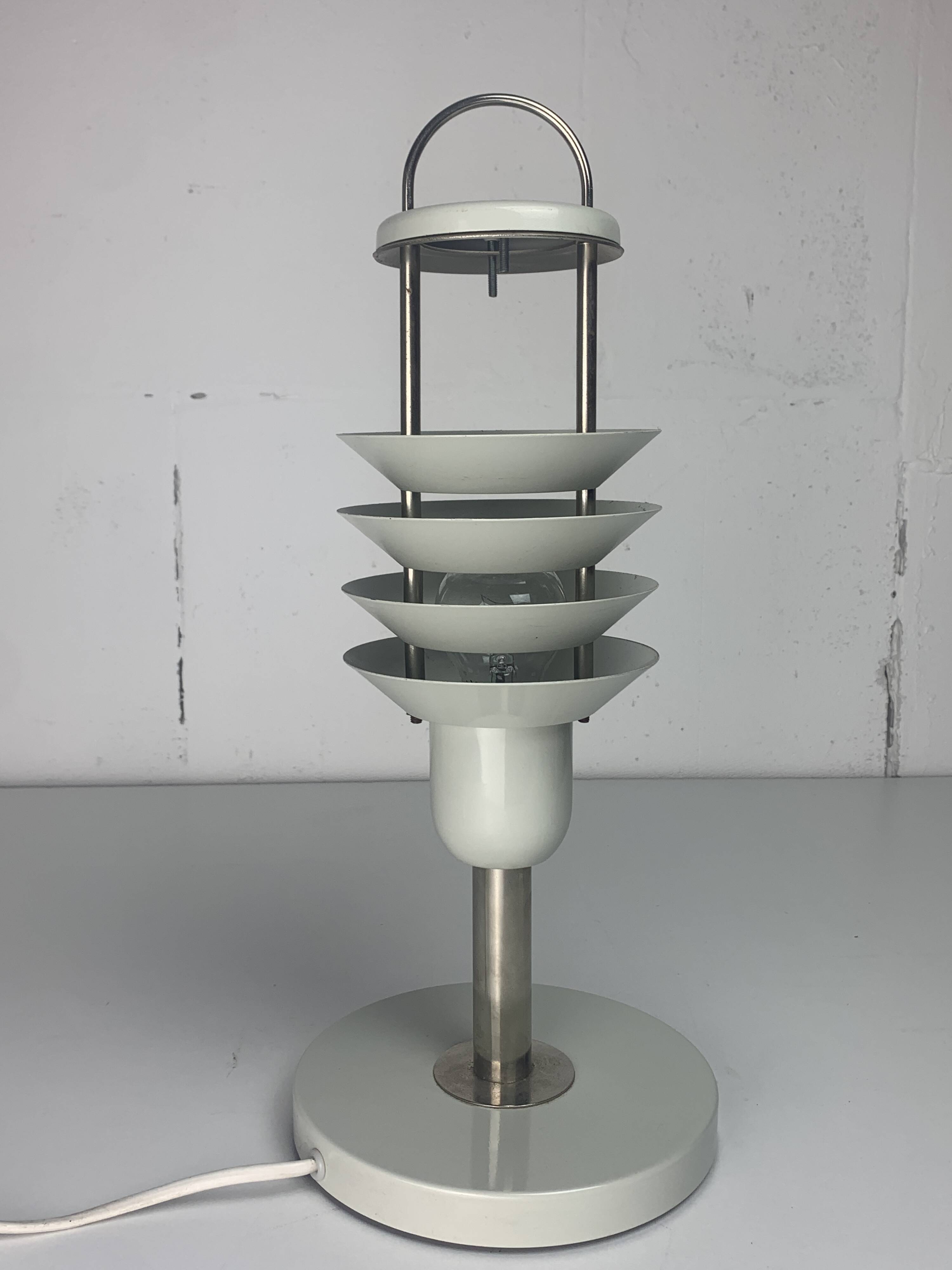 Pair danish scandinavian space age architectural table lamps