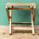 Folding slatted wood stool