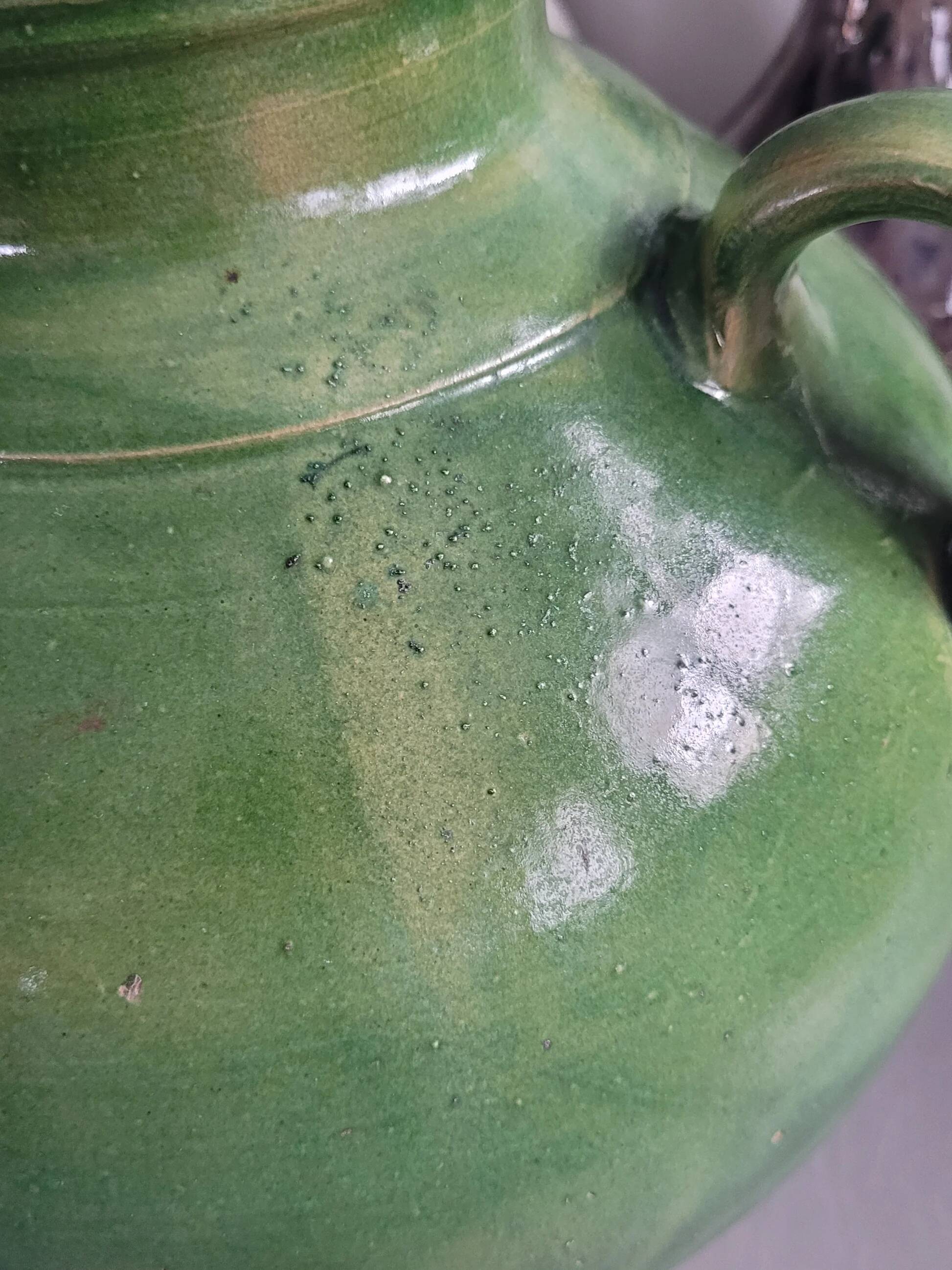 Green glazed terracotta jar
