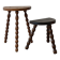 2 antique solid wood stools with turned legs