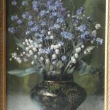Tableau  bouquet de fleurs signé Théodore Coquelin fin XIXème