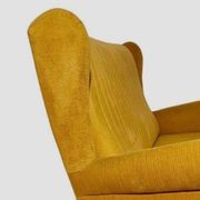 Mid-Century Three Seats Velvet Yellow Sofa, in the style of Gio Ponti