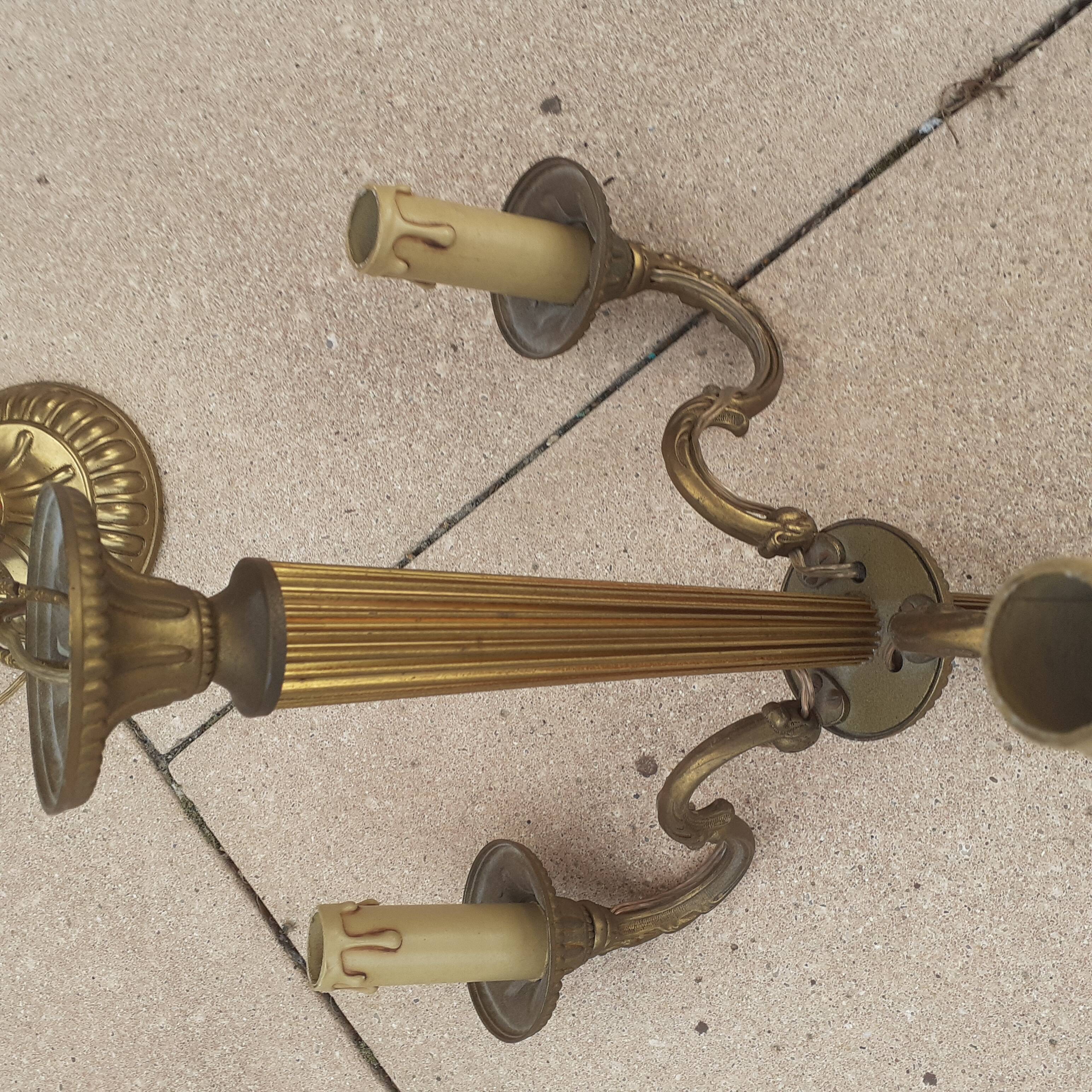 Electrified bronze chandelier with 3 lights Empire style
