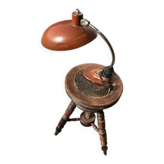 Vintage brown metal desk lamp EAKV, 1950s design, rounded shade.