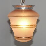 Ceiling light / Art Deco lamp in pink and gold with a glass shade - Silver Fitter
