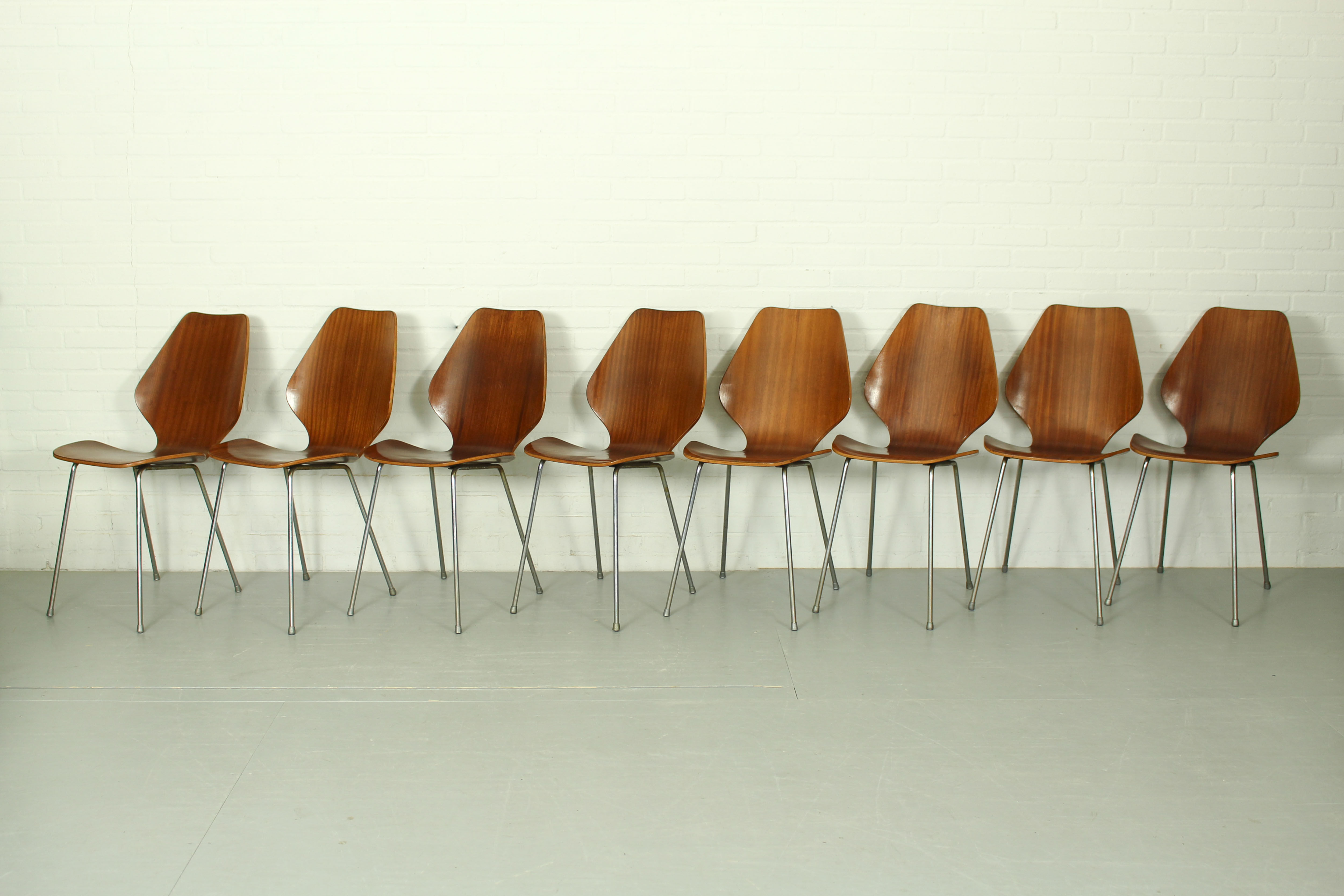 Set de 8 chaises de salle à manger par Herbert Hirche, Jofy Stalmobler, Danemark Années 1950
