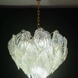 Amazing large Murano glass rainbow leaves chandelier