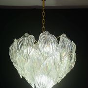 Superbe grand lustre en verre de Murano avec feuilles arc-en-ciel