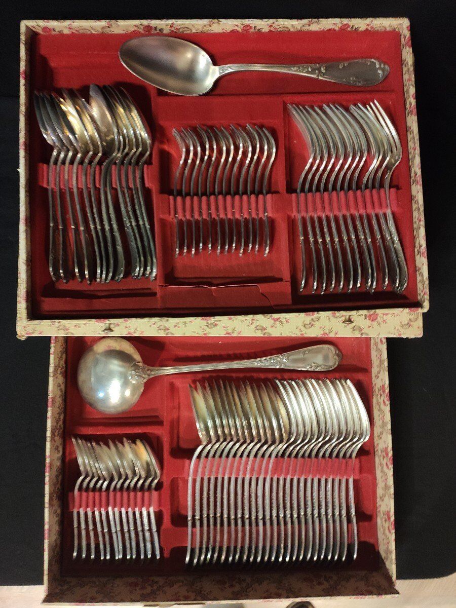 74 Piece Silver Plated Louis XV Style Cutlery Set